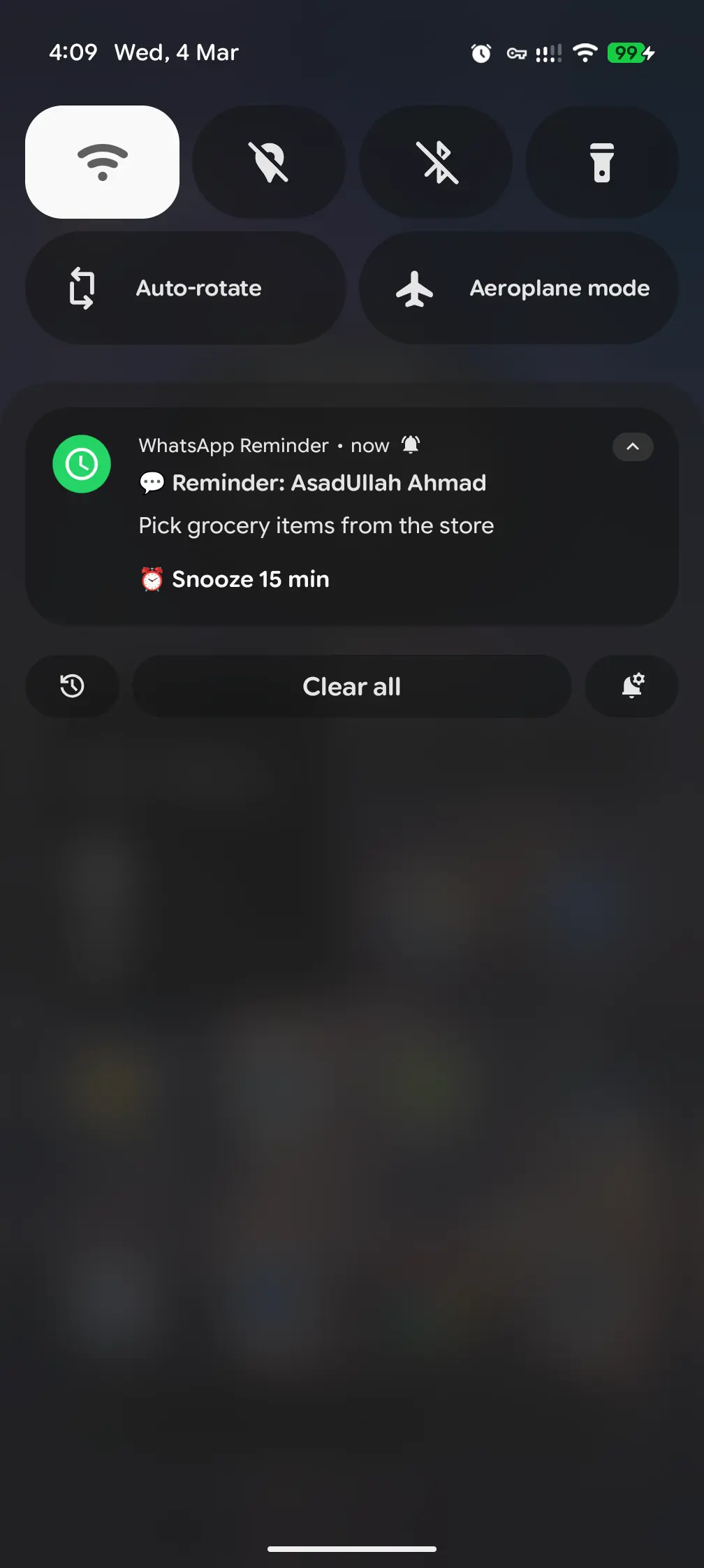 Call & Chat Reminder Notification